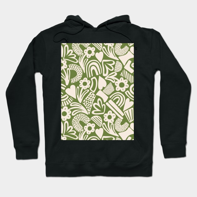 Tween spirit abstract flowers and rainbows in green Hoodie by Natalisa